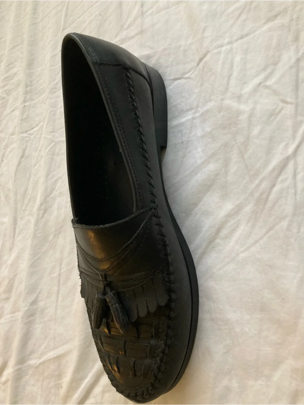 Black Leather Tassel Woven Loafers Sz 10M Giorgio Brutini